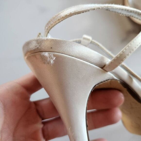 Michaelangelo womens size 8.5 Tessa white rhinestone sparkle open toe high heels - Picture 5 of 7